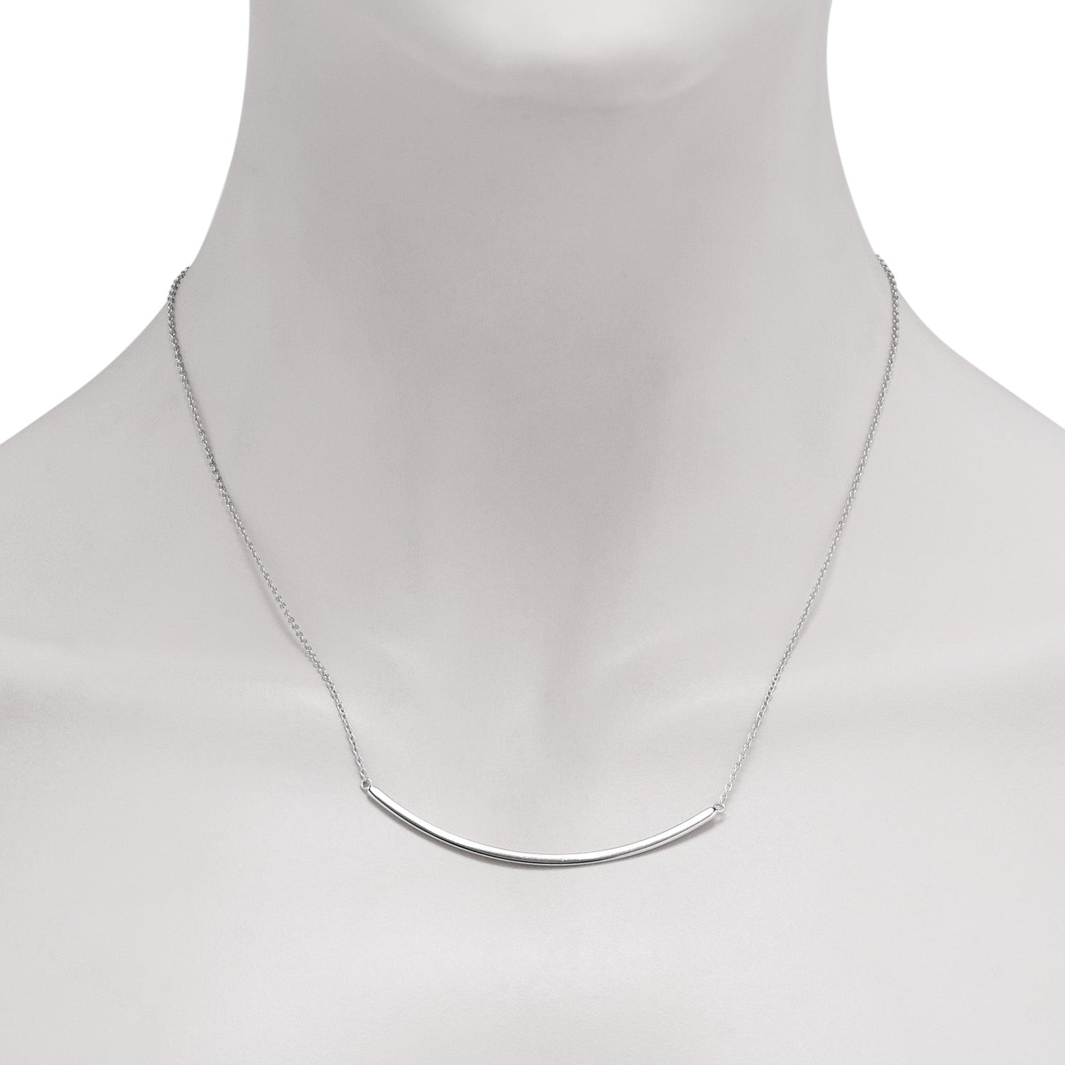 Curved Bar Necklace in Sterling Silver