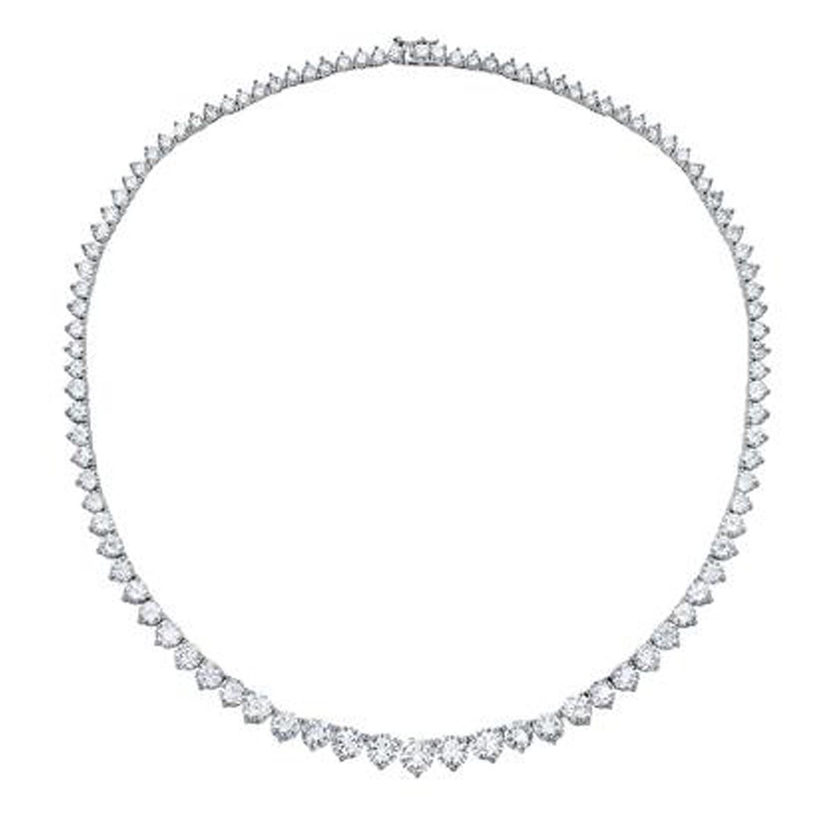 Crislu Cubic Zirconia Riviera Necklace in Sterling Silver with Platinum Finish