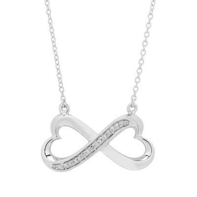 Infinity Heart Necklace in Sterling Silver with Diamonds (.03ct tw)
