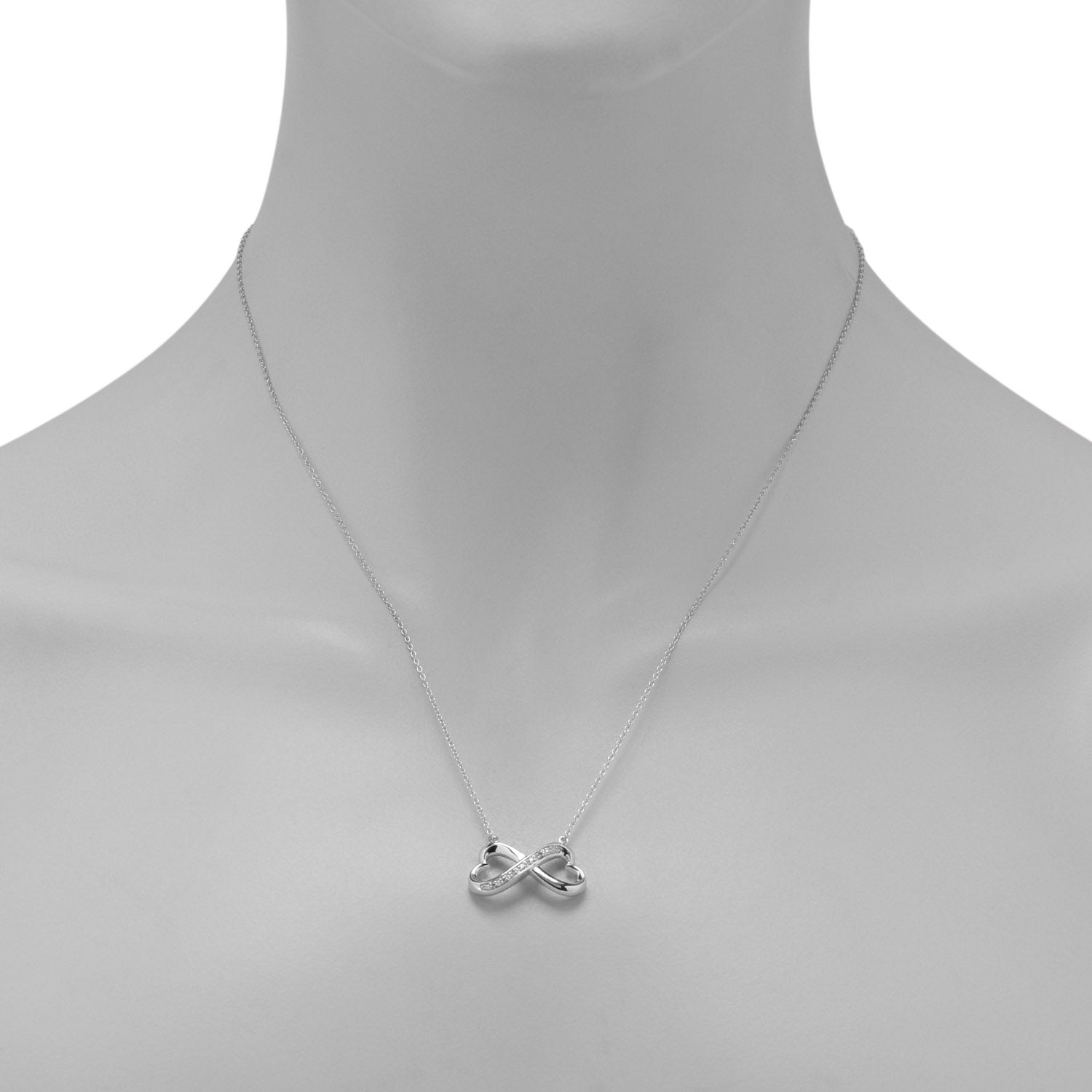 Infinity Heart Necklace in Sterling Silver with Diamonds (.03ct tw)