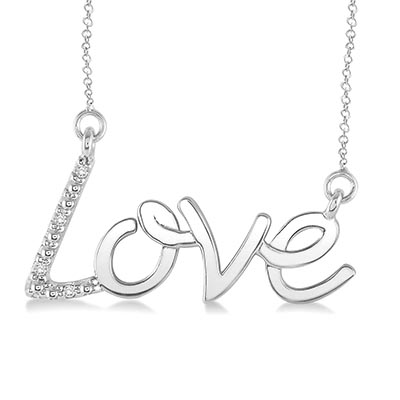 Love Necklace in Sterling Silver with Diamonds (.02ct tw)