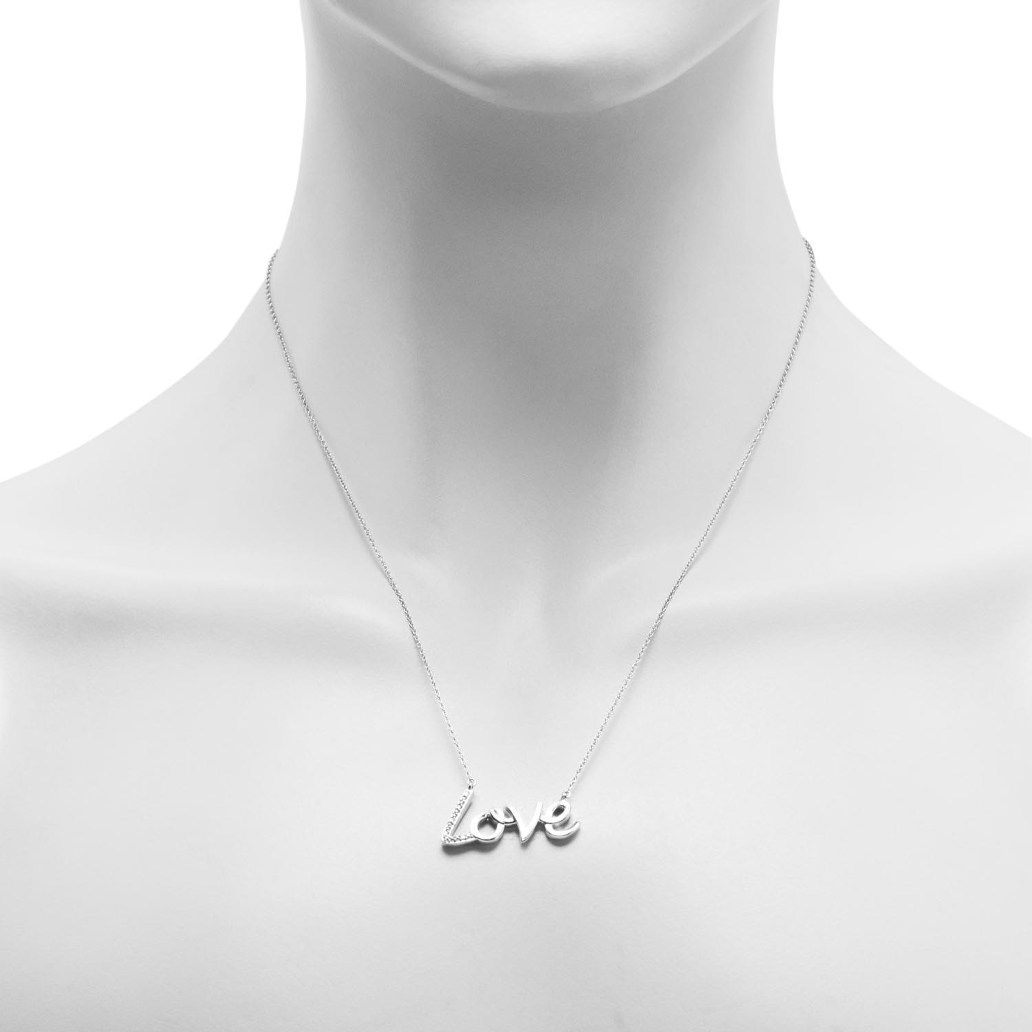 Love Necklace in Sterling Silver with Diamonds (.02ct tw)