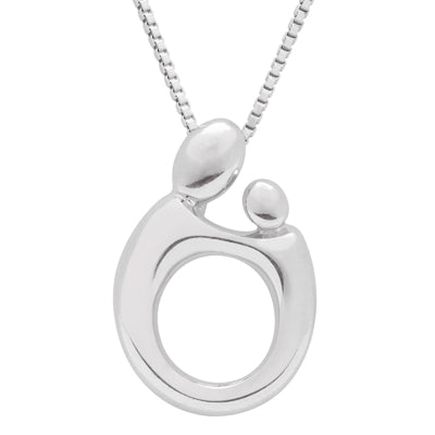 Mother and Child Necklace in Sterling Silver on 18" Chain