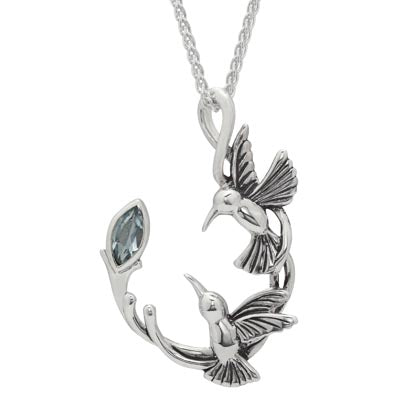 Keith Jack Hummingbird Blue Topaz Necklace in Sterling Silver