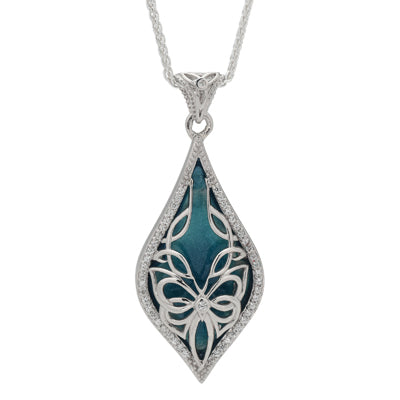 Keith Jack Butterfly Cubic Zirconia and Blue Enamel Necklace in Sterling Silver