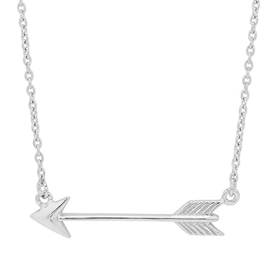 Sideway Arrow Necklace in Sterling Silver (18 inches)