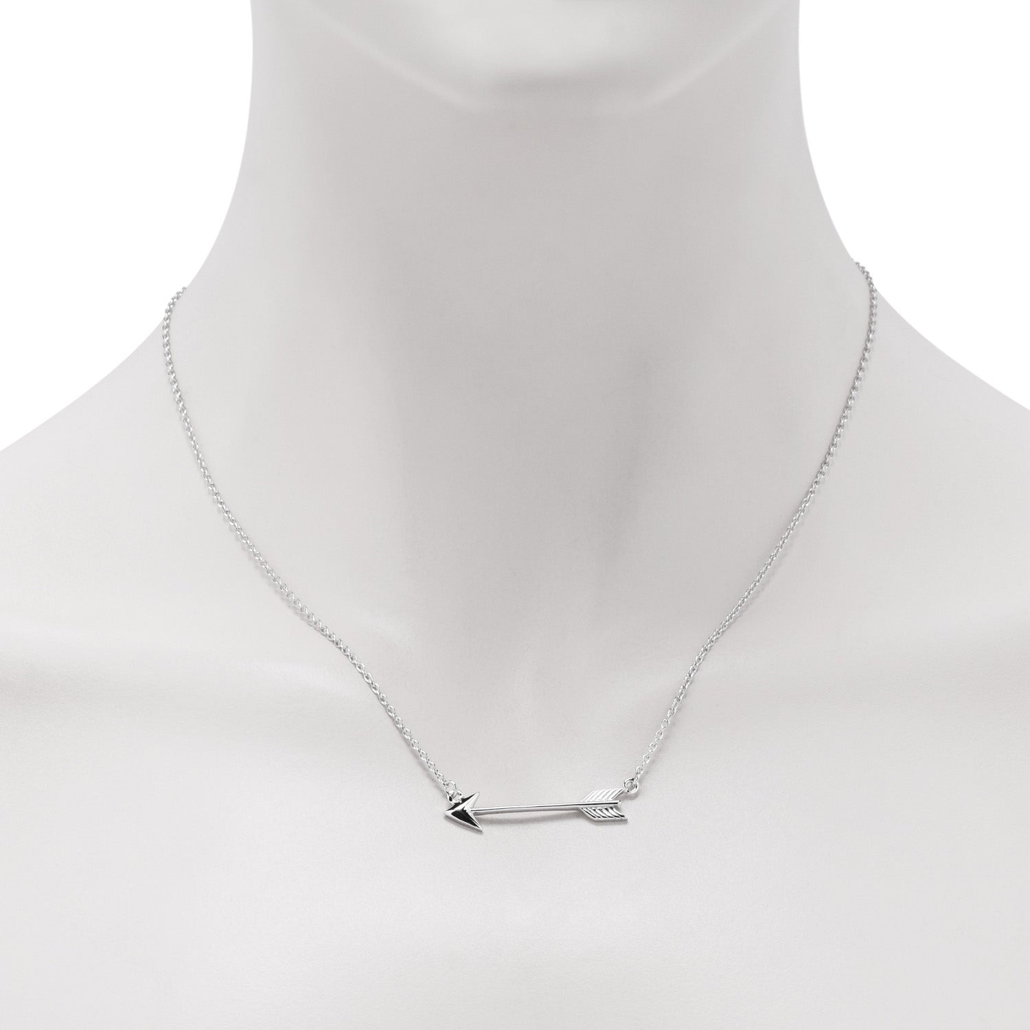 Sideway Arrow Necklace in Sterling Silver (18 inches)