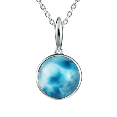 Alamea Larimar Circle Necklace in Sterling Silver