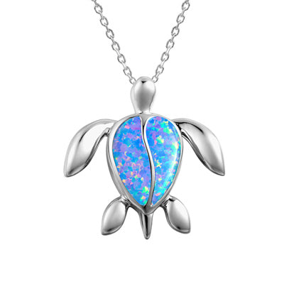 Alamea Opal Doublet Turtle Necklace in Sterling Silver