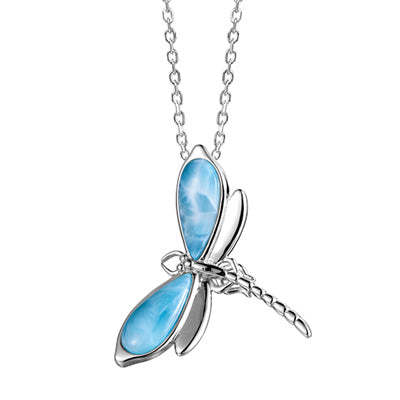 Alamea Larimar Dragonfly Necklace in Sterling Silver