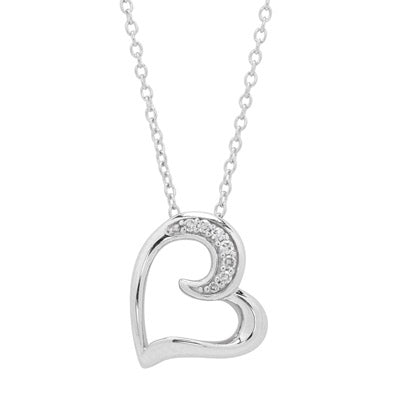 Heart Necklace in Sterling Silver with Diamonds (.03ct tw)