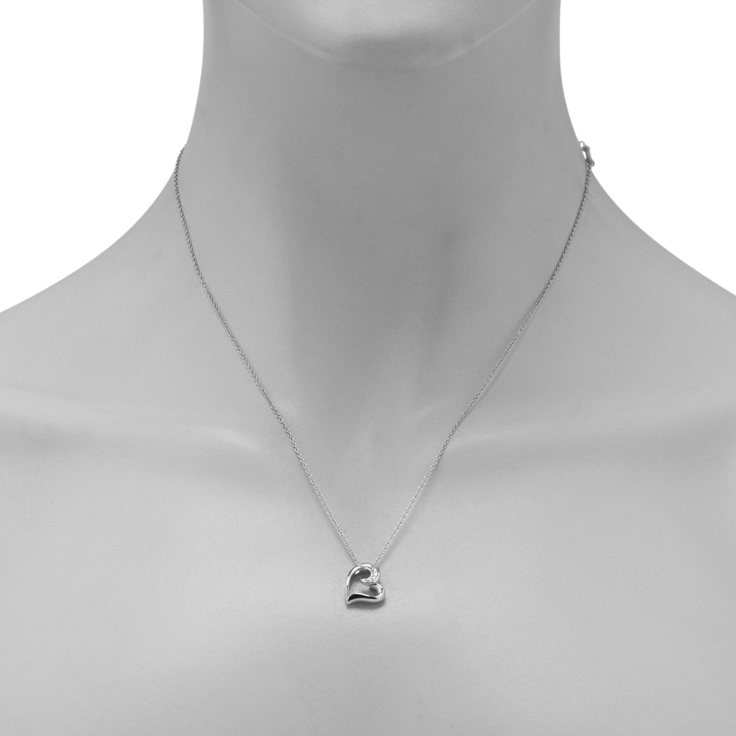 Heart Necklace in Sterling Silver with Diamonds (.03ct tw)