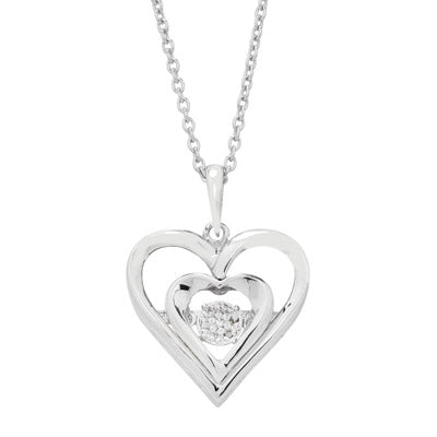 Heart Necklace in Sterling Silver with Diamonds (.02ct tw)
