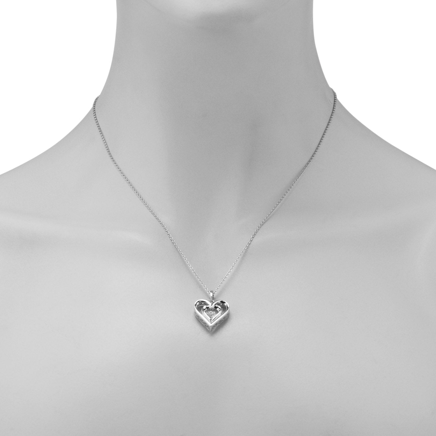 Heart Necklace in Sterling Silver with Diamonds (.02ct tw)