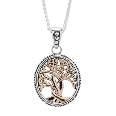 Keith Jack Tree of Life Necklace in Sterling Silver and 10kt Rose Gold