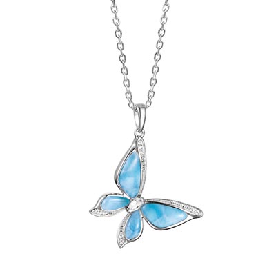 Alamea Larimar Butterfly Necklace in Sterling Silver