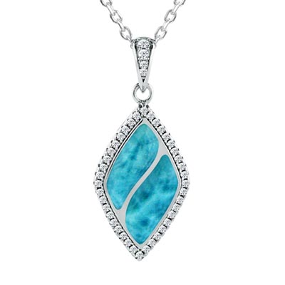 Alamea Larimar Diamond Shaped Necklace in Sterling Silver
