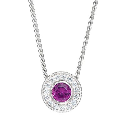 Cubic Zirconia February Necklace in Sterling Silver