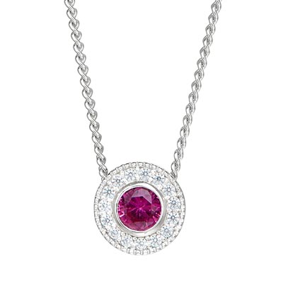 Cubic Zirconia July Necklace in Sterling Silver