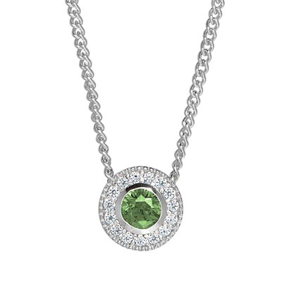 Cubic Zirconia August Necklace in Sterling Silver