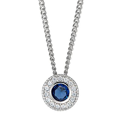 Cubic Zirconia September Necklace in Sterling Silver