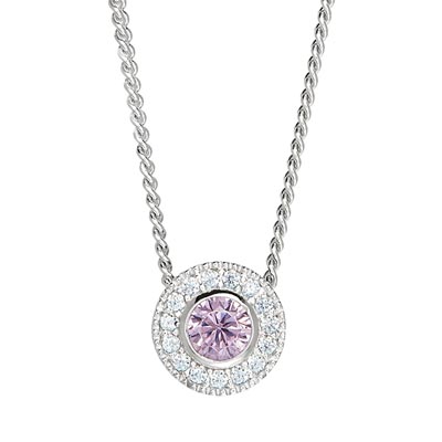Cubic Zirconia October Necklace in Sterling Silver