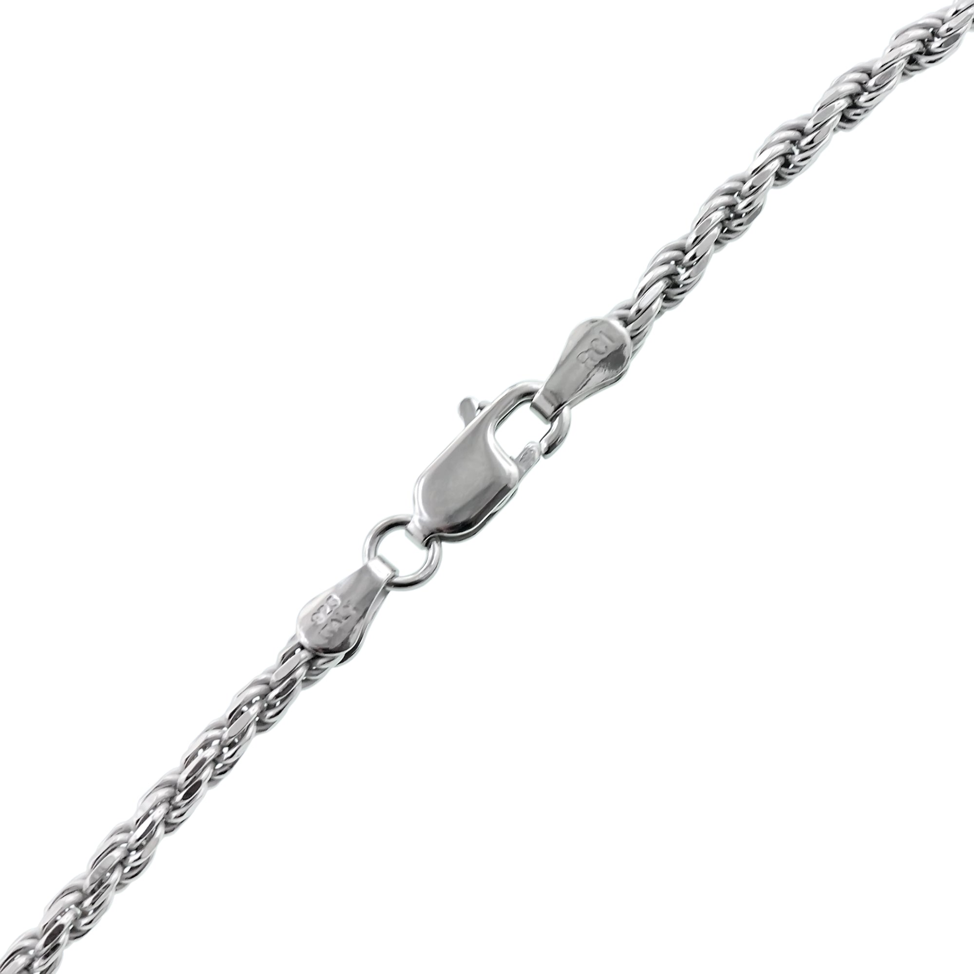 Diamond Cut Rope Chain in Sterling Silver (24 inches and 2.9mm)