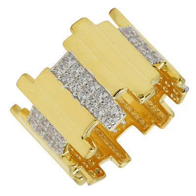 Freida Rothman Radiance Cubic Zirconia Ring in Sterling Silver with 14kt Gold Plate (size 7)