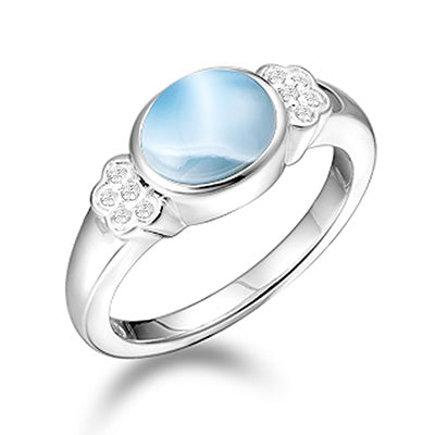 Alamea Larimar Oval Ring in Sterling Silver with Cubic Zirconia (size 7)