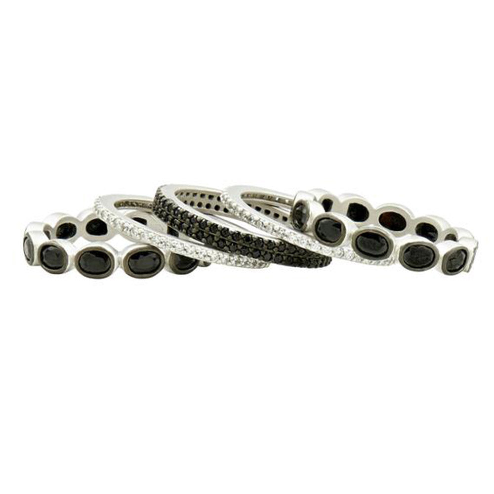 Freida Rothman Cubic Zirconia Five Stack Ring in Sterling Silver (size 6)