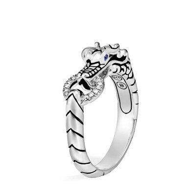 John Hardy Legends Collection Naga Ring with Diamonds in Sterling Silver (.04ct tw)