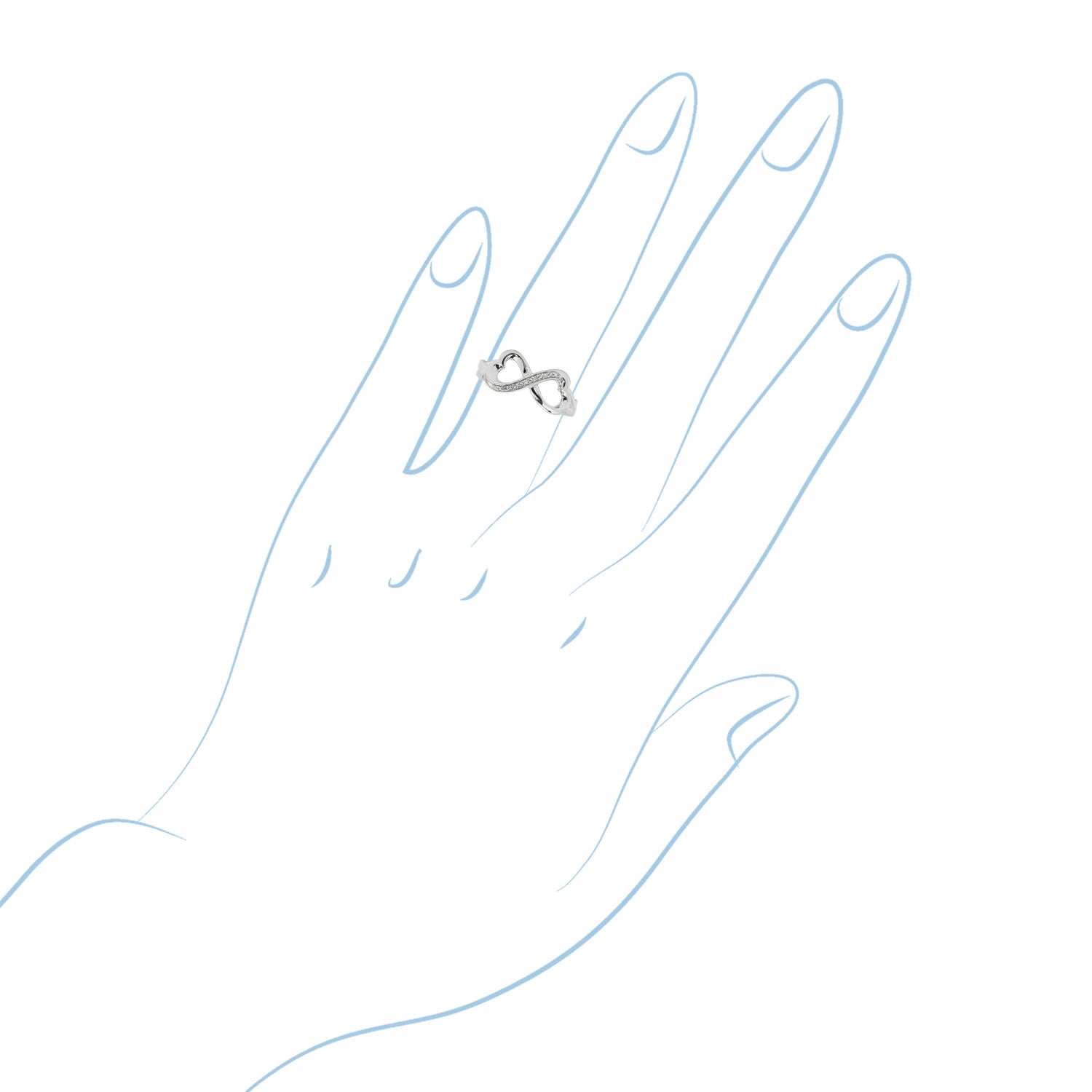 Infinity Heart Ring in Sterling Silver with Diamonds (.03ct tw)