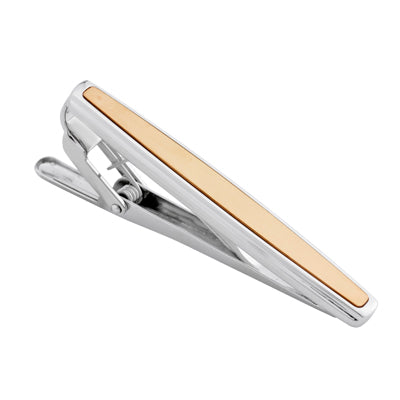 Square Tie Bar in Stainless Steel and Yellow Gold Tone