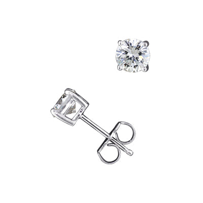 Crislu Cubic Zirconia Stud Earrings in Sterling Silver with Platinum Finish