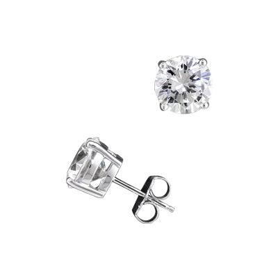 Crislu Cubic Zirconia Stud Earrings in Sterling Silver with Platinum Finish