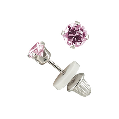 Baby Pink Cubic Zirconia Earrings in Sterling Silver