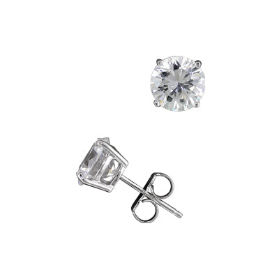 Crislu Cubic Zirconia Stud Earrings in Sterling Silver with Platinum Finish