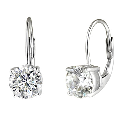Crislu Cubic Zirconia Drop Earrings in Sterling Silver with Platinum Finish