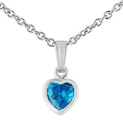 Children December Cubic Zirconia Birthstone Heart Necklace in Sterling Silver