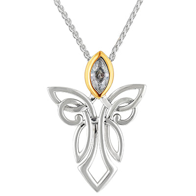 Keith Jack Cubic Zirconia Guardian Angel Necklace in Sterling Silver and 10kt Yellow Gold
