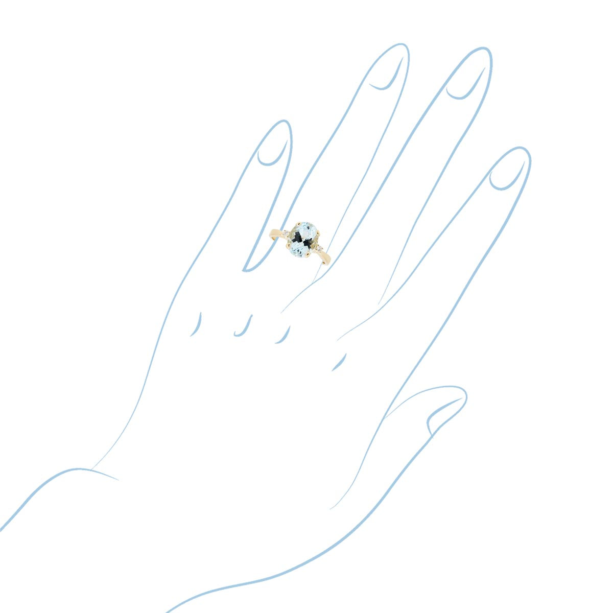 Oval Aquamarine Ring in 14kt Yellow Gold with Diamonds (1/20ct tw)