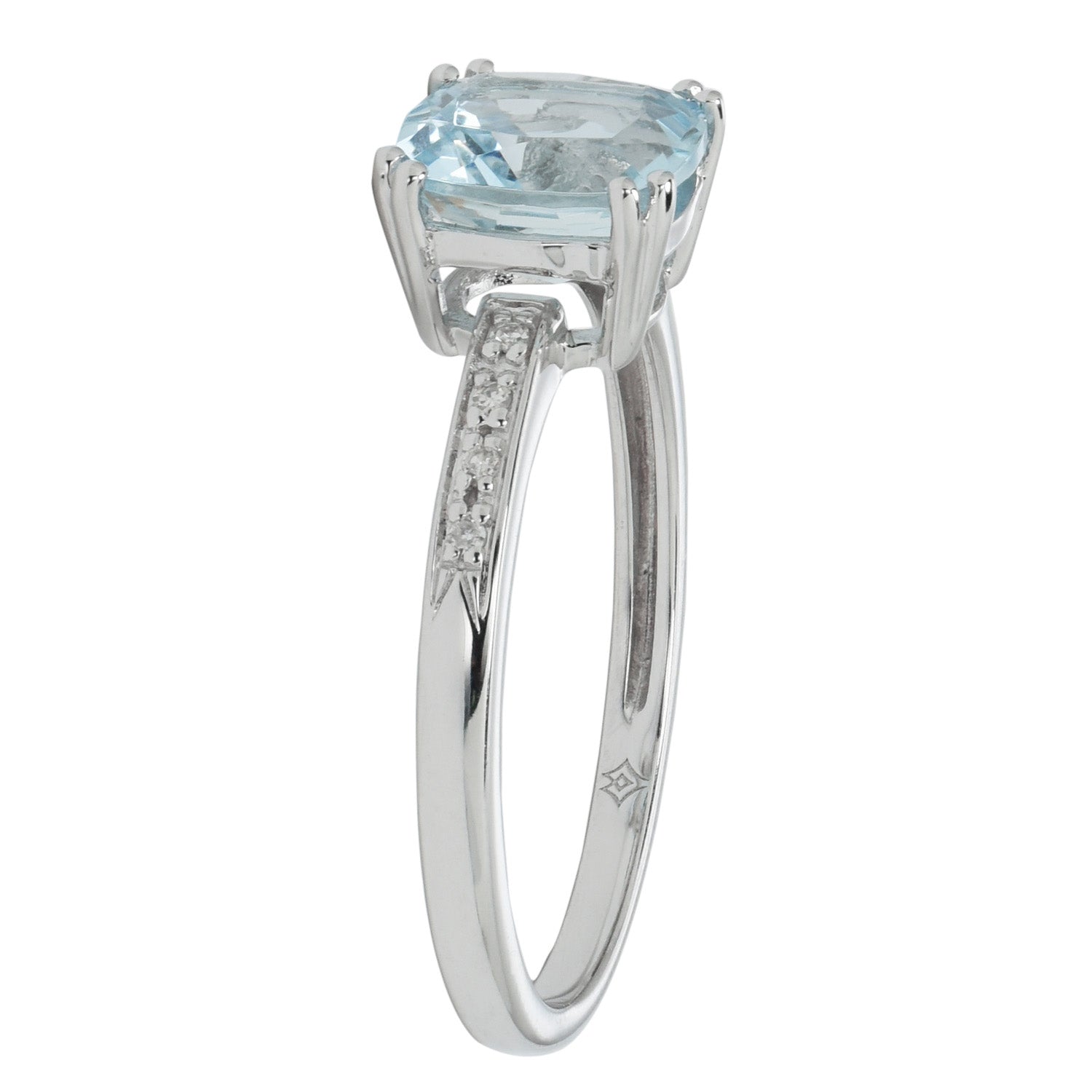 Madison L Cushion Aquamarine Ring in 14kt White Gold with Diamonds (.03ct tw)
