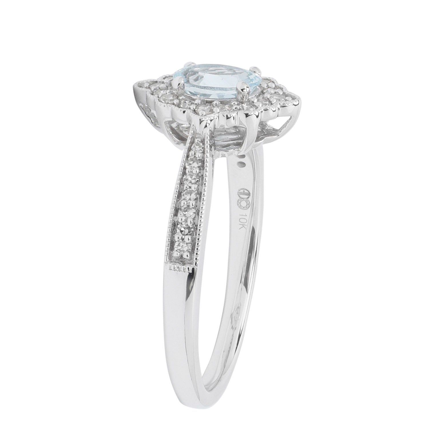 Oval Aquamarine Ring in 10kt White Gold with Diamonds (1/5ct tw)