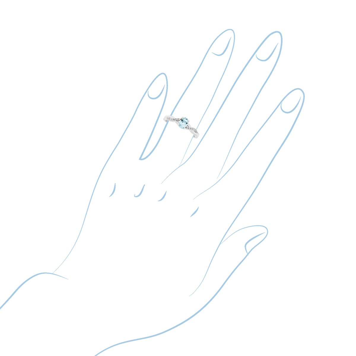 Oval Aquamarine Ring in 10kt White Gold with Diamonds (1/10ct tw)