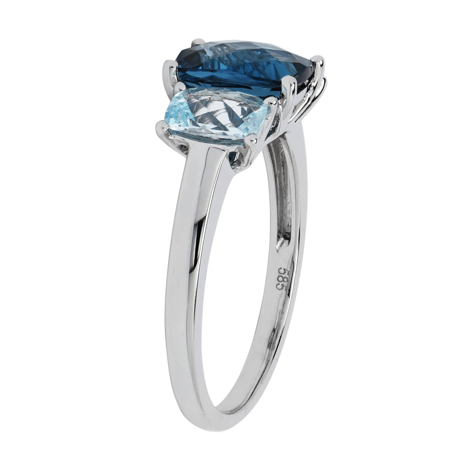 Cushion London and Sky Blue Topaz Ring in 14kt White Gold