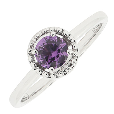 Created Alexandrite Ring in 10kt White Gold