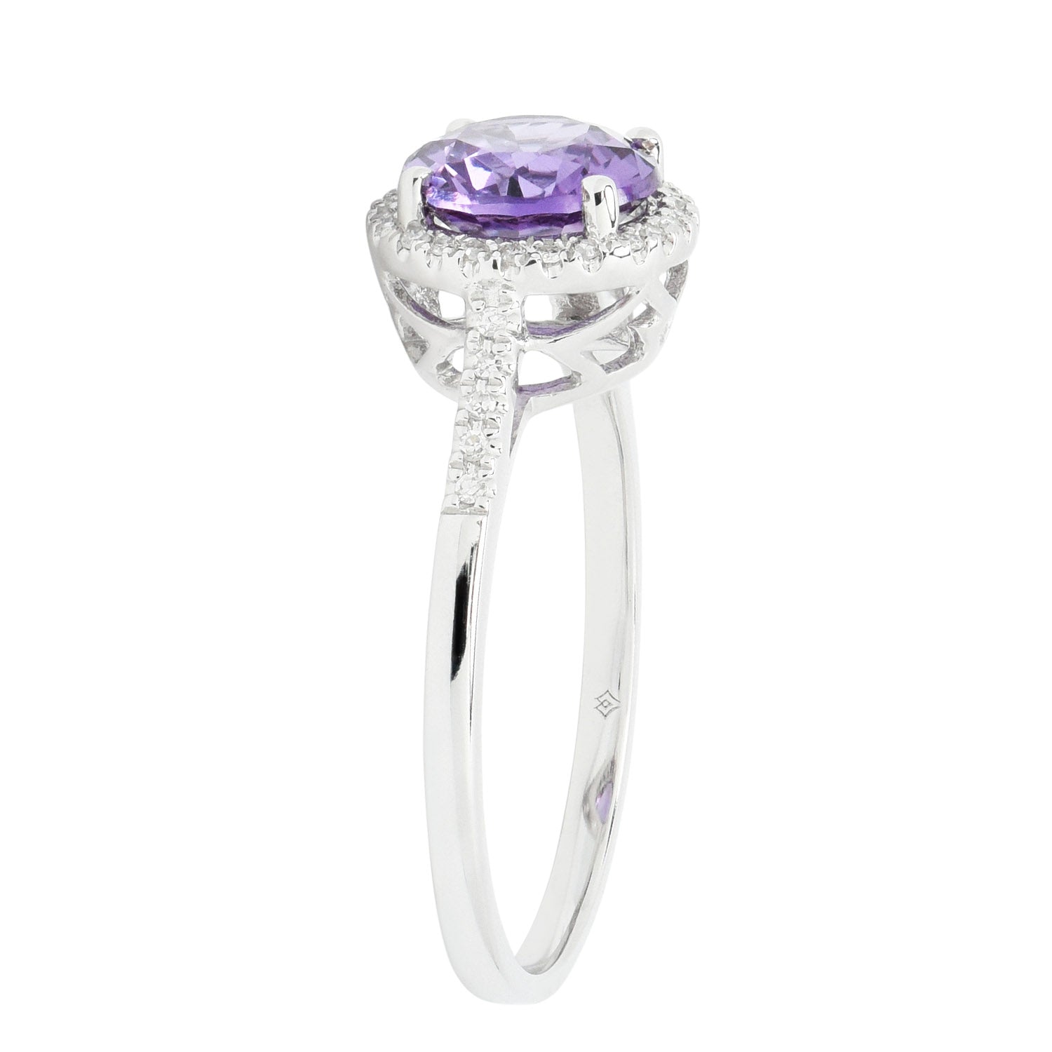 Madison L Created Alexandrite Halo Ring in 14kt White Gold with Diamonds (1/20ct tw)