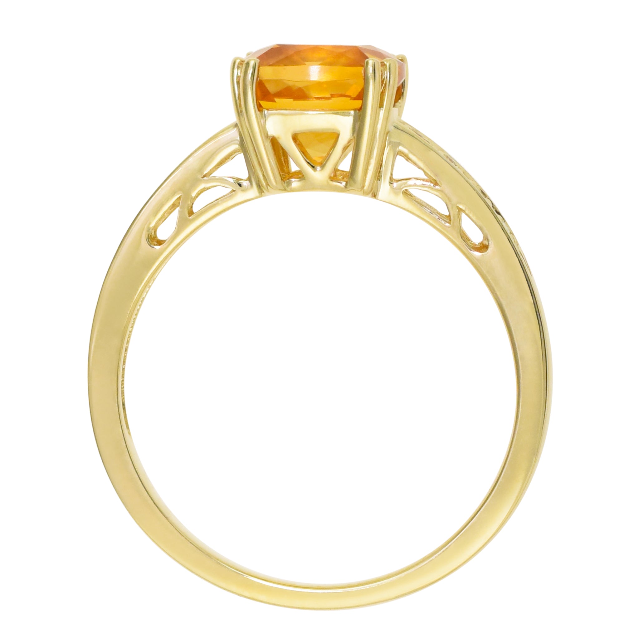 Madison L Cushion Citrine Ring in 14kt Yellow Gold with Diamonds (.03ct tw)