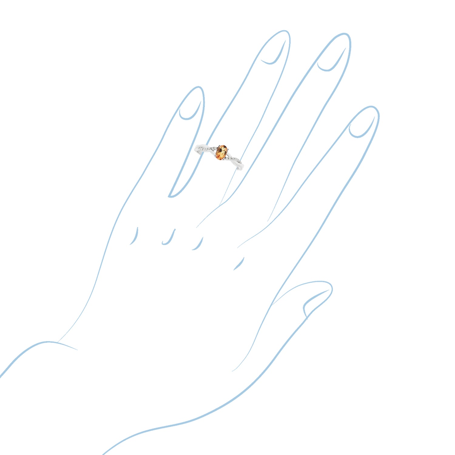 Oval Citrine Ring in 10kt White Gold with Diamonds (1/10ct tw)