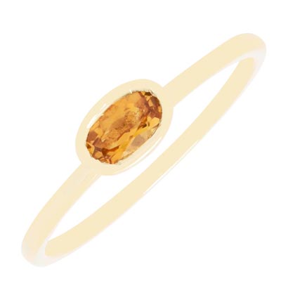 Madison L Oval Citrine Bezel Ring in 14kt Yellow Gold